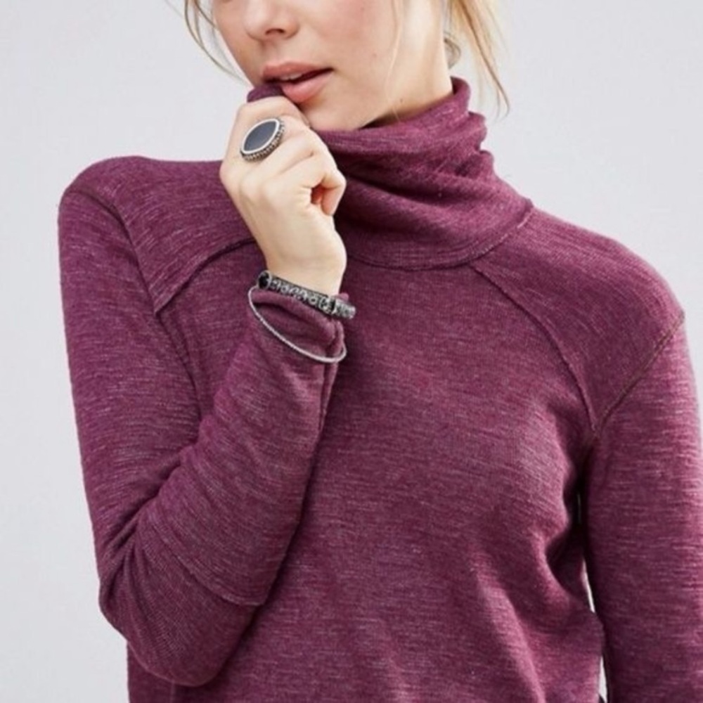 We The Free Purple Cowl Turtleneck Sweater